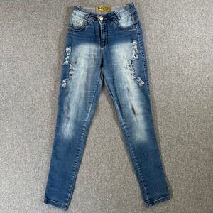 Sky Blue Jeanswear Jeans Womens 42 Skinny Blue Distressed Denim Streetwear